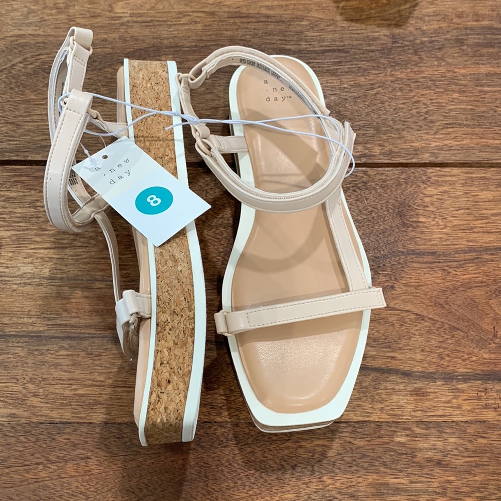 Size 8 - Summertime Sandals - Velcro/ Cork Platform, '90s athleisure